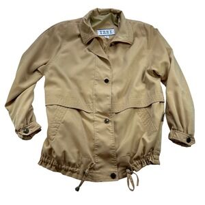 IZZI‎ Women S Khaki Lightweight Zip Up Casual Jacket Vintage Y2K Barn Jacket
